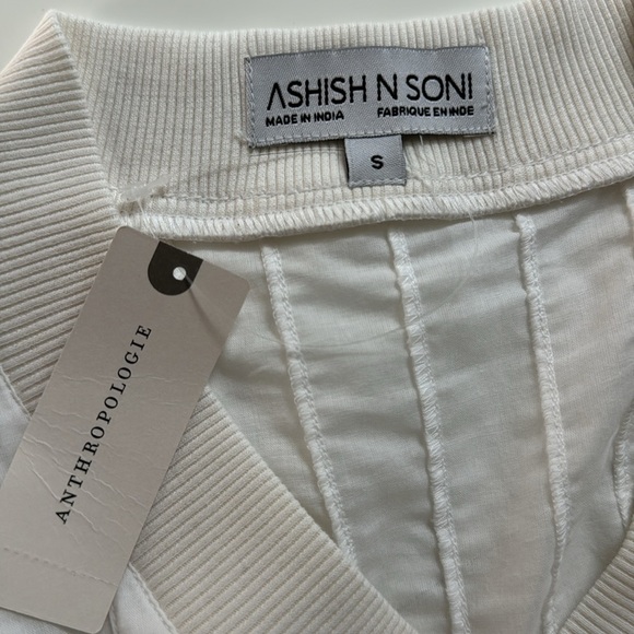 Anthropologie Ashish N Soni Poplin Babydoll Swing White Sleeveless Top Size S - Picture 12 of 14